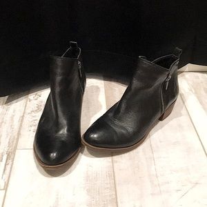Black, double zippered, ankle boots